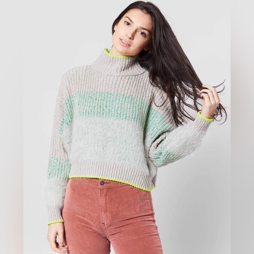 Free People SunBright Fuzzy Striped Sweater
Size Large